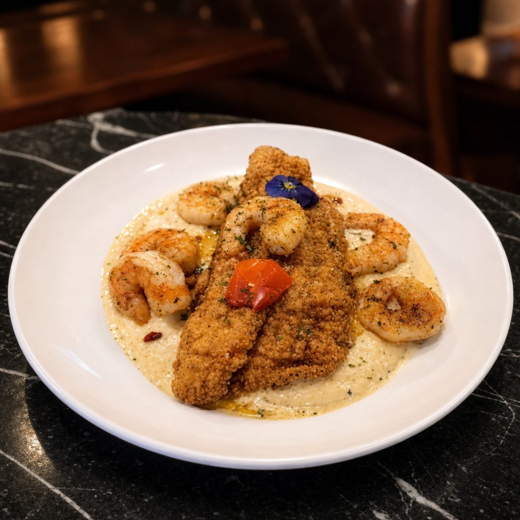 Fried Catfish Shrimp and Grits.