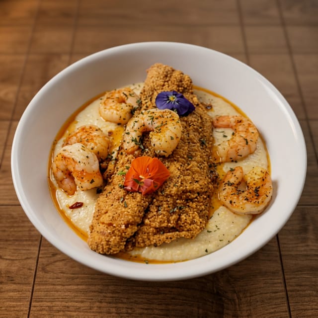 Fried Catfish Shrimp and Grits.